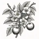 use minimal colour.Cornelian cherry,apricot and cherry tattoo design idea
