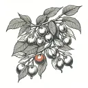 use minimal colour.Cornelian cherry,apricot and cherry tattoo design idea