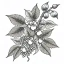 use minimal colour.Cornelian cherry,apricot and cherry tattoo design idea