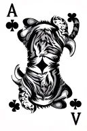 jack card with upside down armored tiger portrait  tattoo design idea