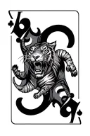 jack card with upside down armored tiger portrait  tattoo design idea