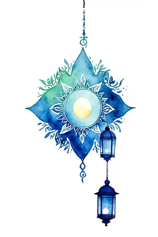 tangled, sun symbol, lanterns, rapunzel themed tattoo design idea