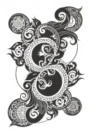  Infinity loop with feather and stars. Rising phoenix or sacred geometry pattern.name"Anupriya" 884 love and panda image tattoo design idea