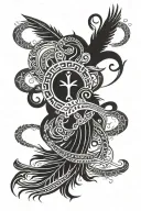  Infinity loop with feather and stars. Rising phoenix or sacred geometry pattern.name"Anupriya" 884 love and panda image tattoo design idea