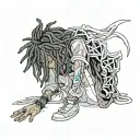 emo,depression,darkness,lonely,suicidal,sad,dark skinned male,dyed short dreads fully hiding face,teens,no tattoos,skinn tattoo design idea