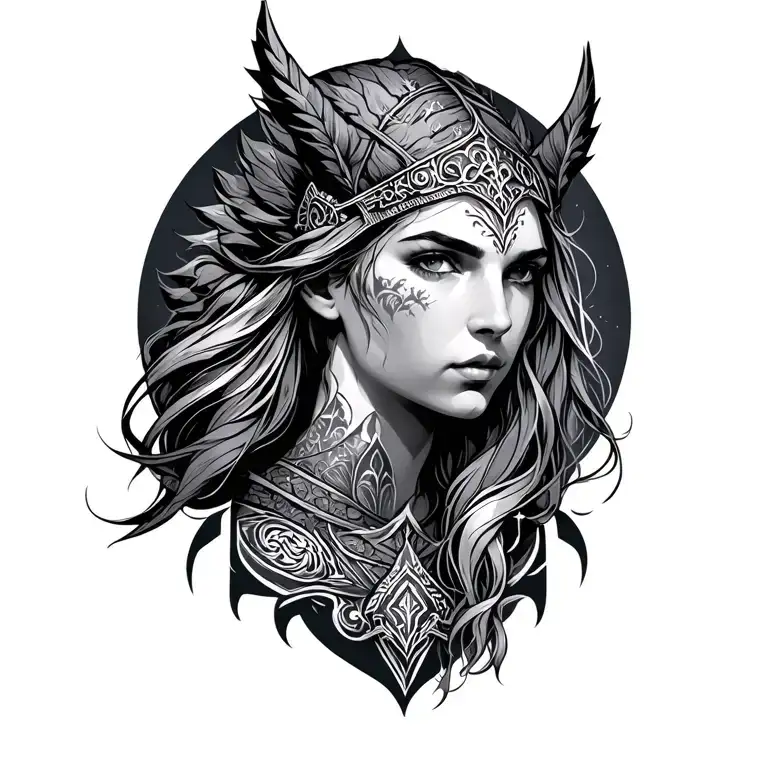 freya norse goddes wearing tattoo design idea