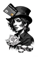 risk taker with gambling and credit card symbil tattoo design idea