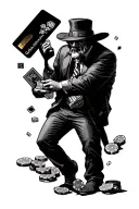 risk taker with gambling and credit card symbil tattoo design idea