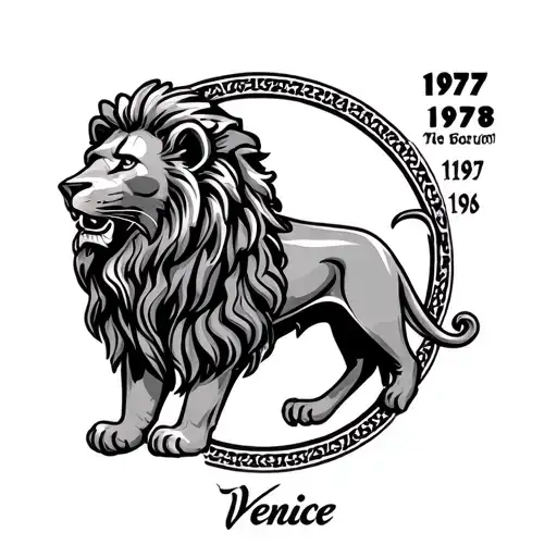 the venice lion with the years 1977 and 1978  tattoo design idea