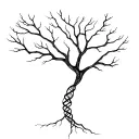 tree with dna-strand branch symbolizing life tattoo design idea