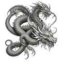 anime dragon, Lily flower w vines wrapped tattoo design idea