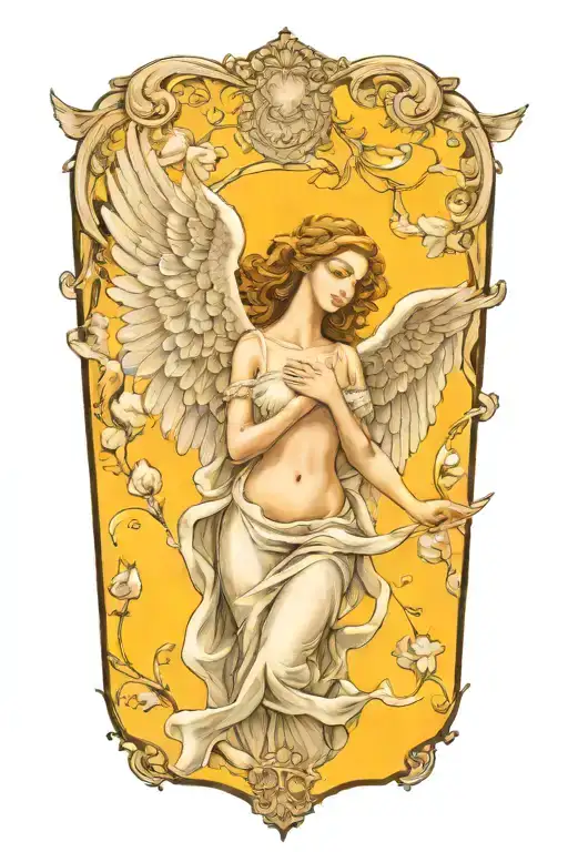 A tattoo design of my female guardian angel Yelahiah tattoo design idea