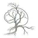  brain with roots, heart with cracks, cursive memento vivere  tattoo design idea