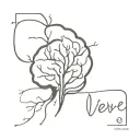  brain with roots, heart with cracks, cursive memento vivere  tattoo design idea
