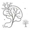  brain with roots, heart with cracks, cursive memento vivere  tattoo design idea