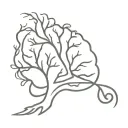  brain with roots, heart with cracks, cursive memento vivere  tattoo design idea