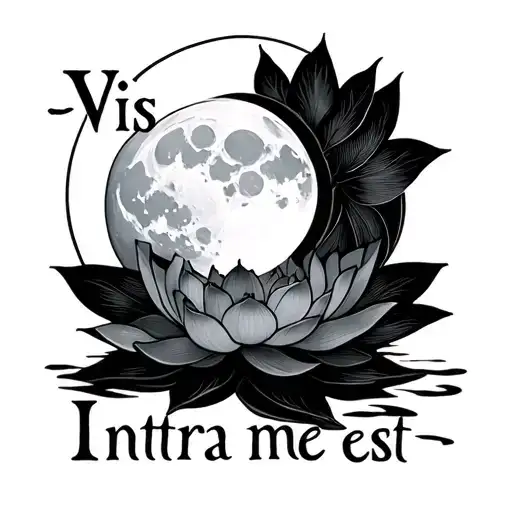 "Vis intra me est" Lotus and lunar tattoo design idea