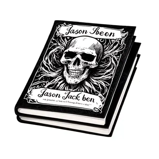 "Jason Jack ben " 3 books floating tattoo design idea