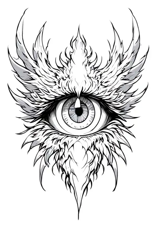 phenix crying eye tattoo design idea