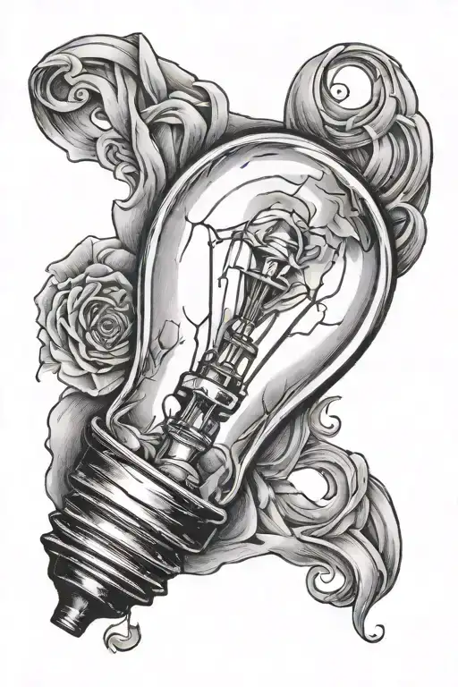 old light bulb tattoo design idea