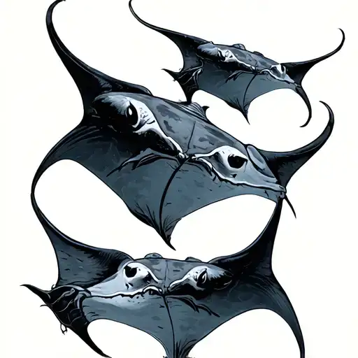 raie manta ray companions tattoo design idea