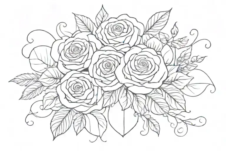 Name with Roses dark for cover tattoo design idea