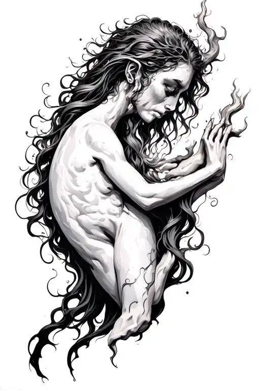 sucubus style tatoo with soul leaving the body tattoo design idea