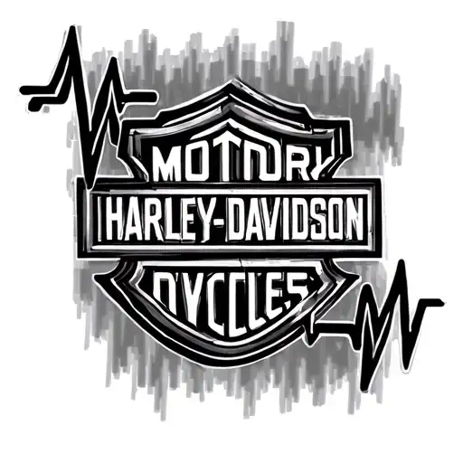 Harley Davidson logo with electrocardiogram inside tattoo design idea