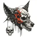 Wolf skull tattoo design idea