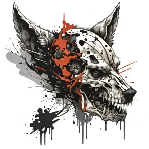 Wolf skull tattoo design idea
