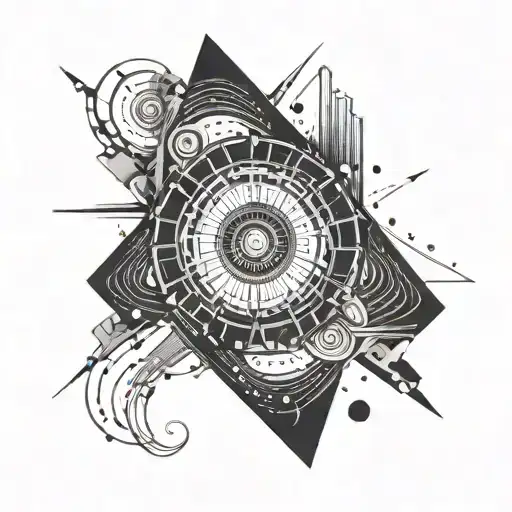 A minimalist design of an aperture blade in motion, with small elements like light rays or fingerprints intertwined. tattoo design idea