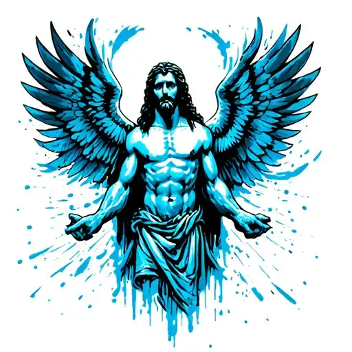 Buff Jesus with wings tattoo design idea