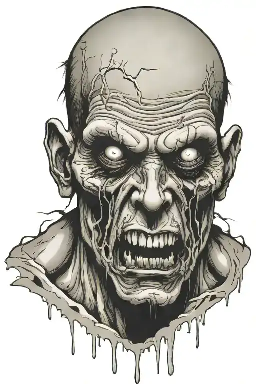 zombie head tattoo design idea