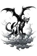 gothic gargoyle clouds storm tattoo design idea