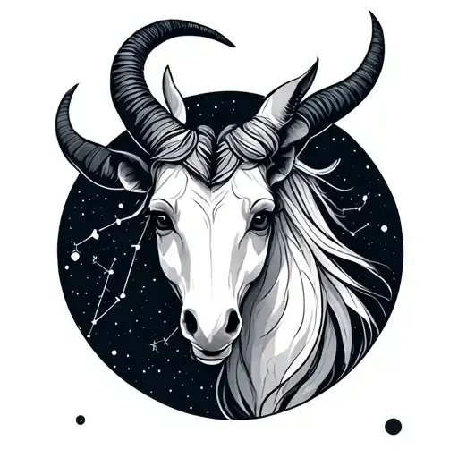 Capricorn constellation with Virgo constellation tattoo design idea