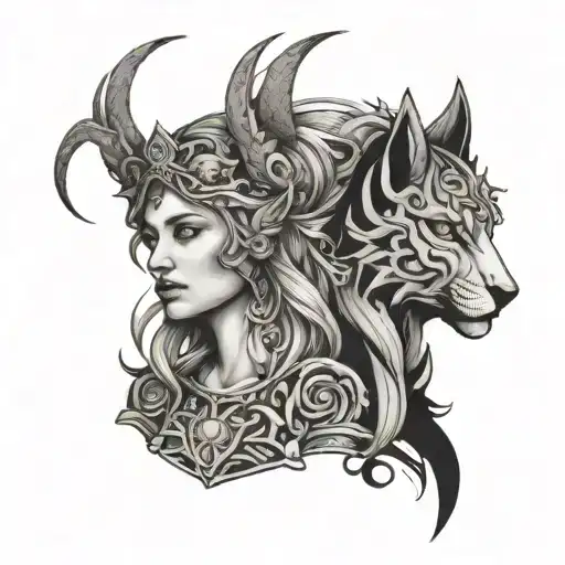 Arthur and freya goddess tattoo design idea