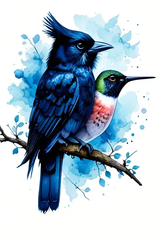 cardinal, owl, hummingbird, raven, cross tattoo design idea