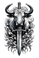 bull and sword tattoo design idea