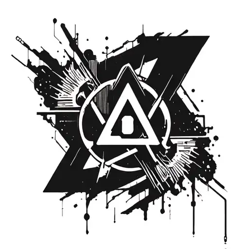 Cyberpunk-inspired hacker symbol incorporating elements of danger tattoo design idea
