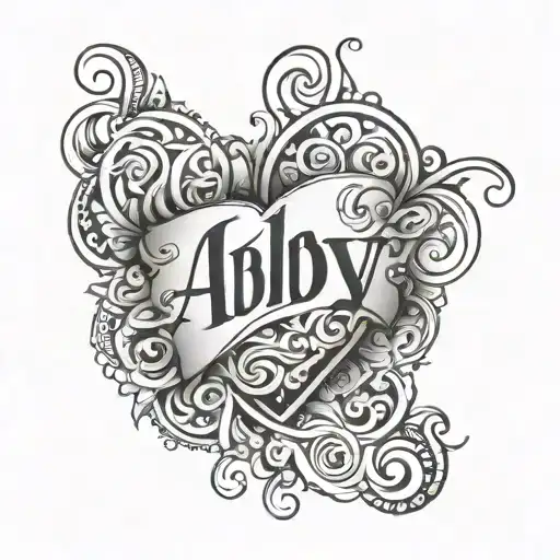 abby name heart tattoo design idea