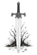 sword stuck in ground tattoo design idea