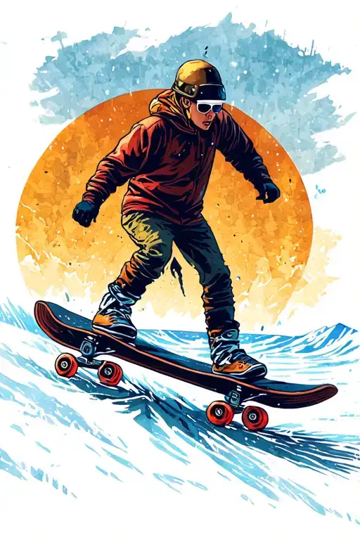 skater on Frozen Lake silhouette made tattoo design idea