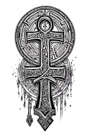 Labyrinth anishine the core a circle with ankh and everything round tattoo design idea