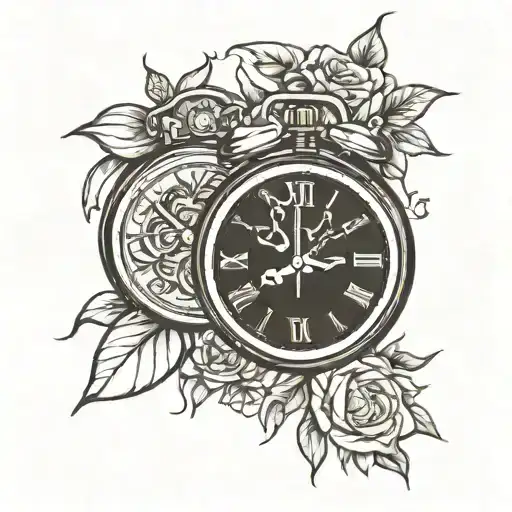 clock hustle e humble together tattoo design idea