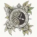 clock hustle e humble together tattoo design idea