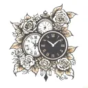 clock hustle e humble together tattoo design idea