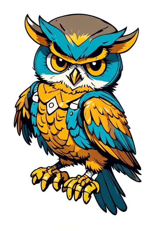 Clockwork Sly Cooper Robot Owl flying tattoo design idea