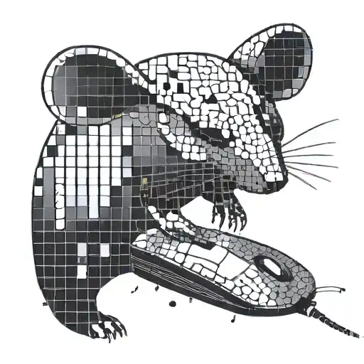 A pixelated computer mouse intertwined with binary code tattoo design idea
