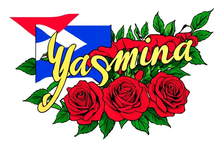 "Yasmina " Roses and Dominican Republic flag incorporated tattoo design idea