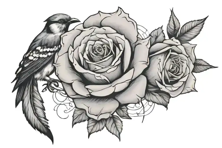 Jay with rose connected to y tattoo design idea